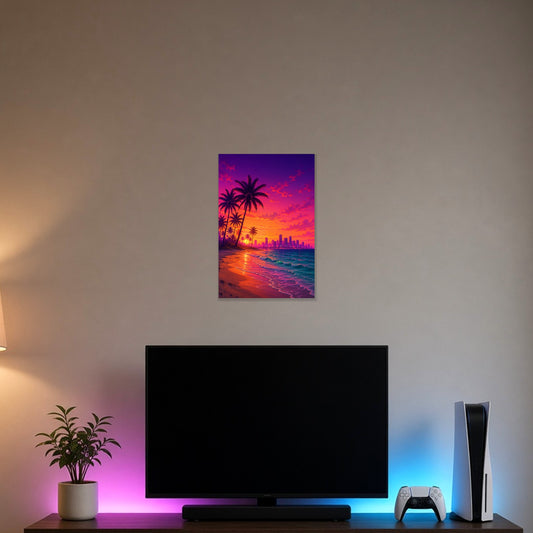 Poster Plage des Palmiers — Poster – 30×46 cm – mise en situation