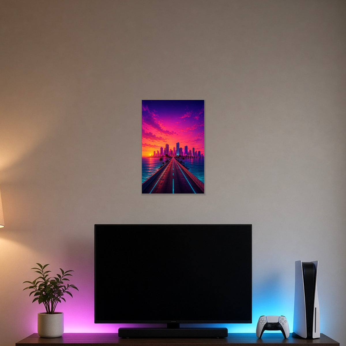 Poster Horizon Néon — Poster – 30×46 cm – mise en situation