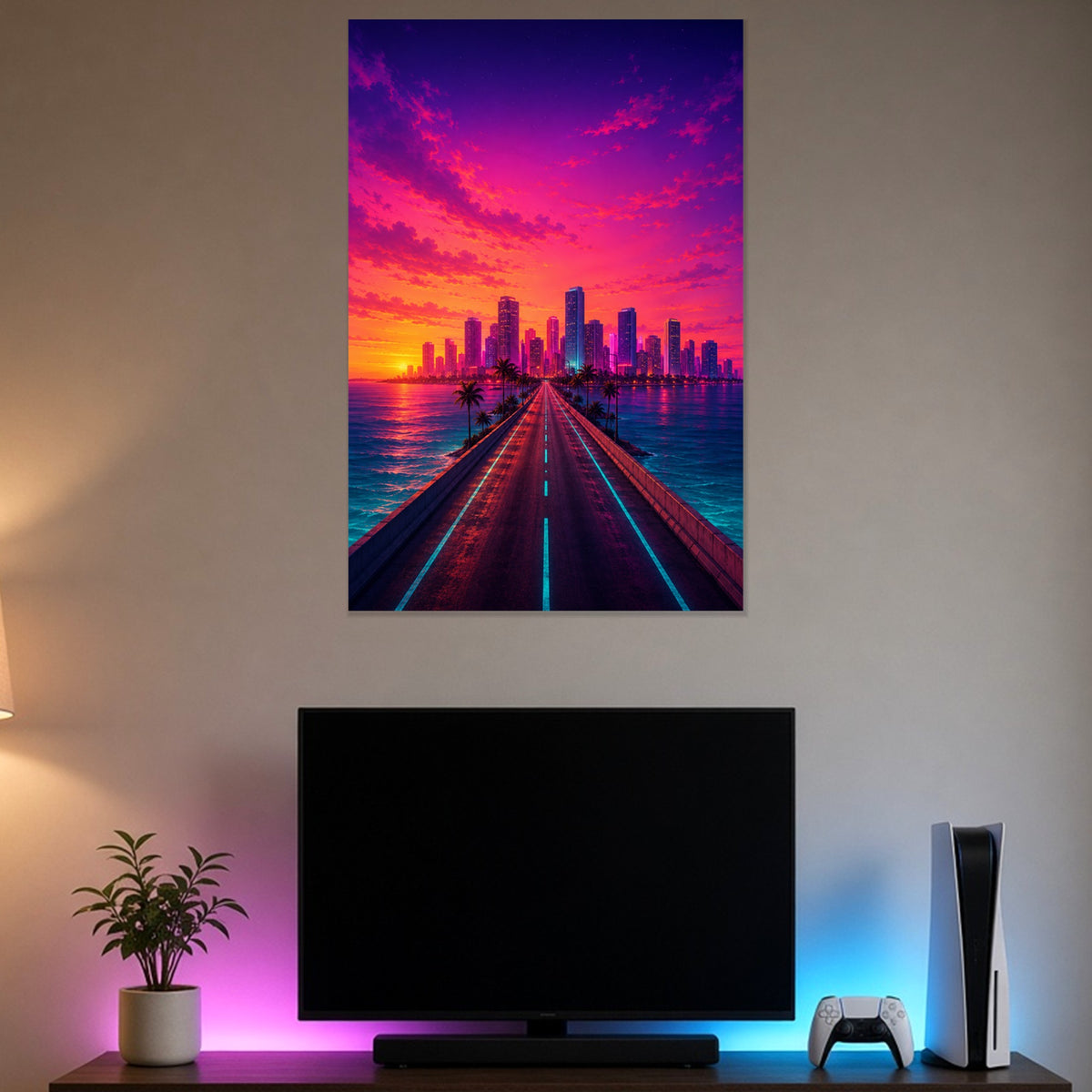 Poster Horizon Néon — Poster – 61×91 cm – mise en situation