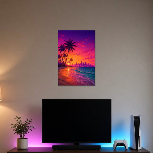 Poster Plage des Palmiers — Poster – 41×61 cm – mise en situation