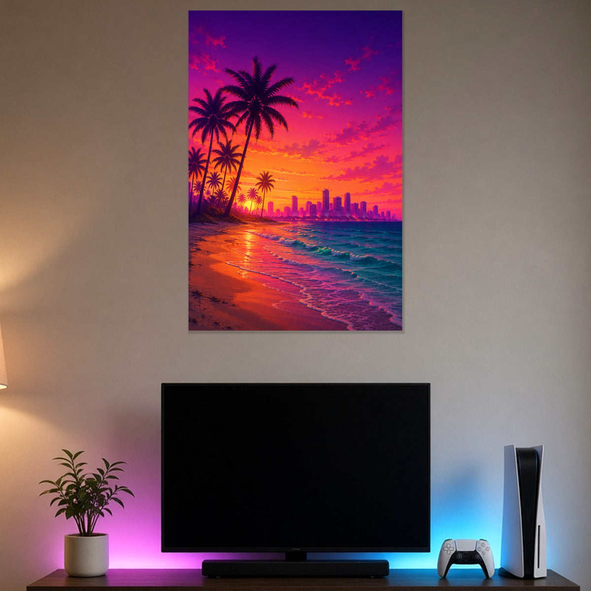 Poster Plage des Palmiers — Poster – 61×91 cm – mise en situation
