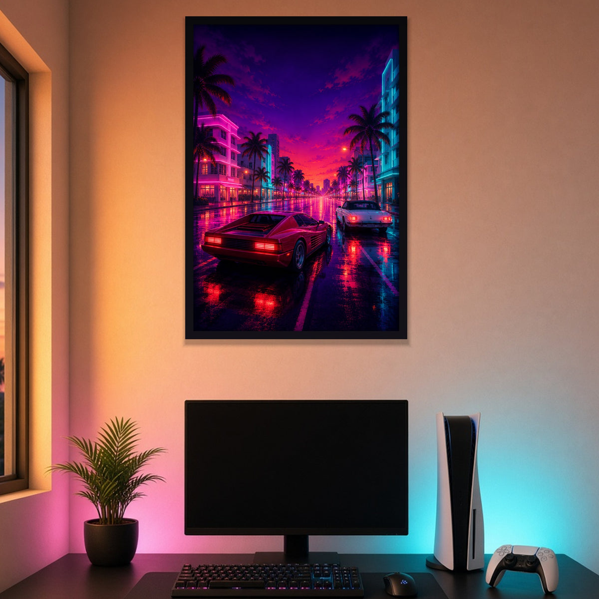 Tableau encadré Virée Nocturne — Tableau encadré 51×76 cm – mise en situation